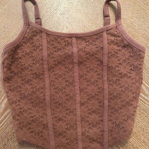 Hollister XS Lace Detail Brown Tank Top